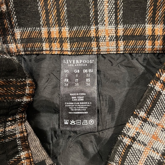 Liverpool Los Angeles Mabel Plaid Wide Leg Crop Pants, Size 2 - Picture 8 of 11